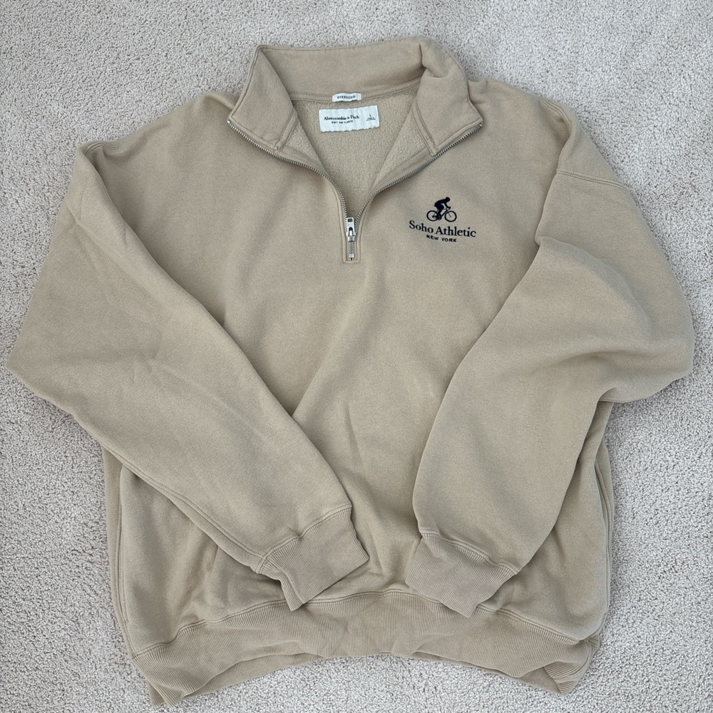 Abercrombie & Fitch Beige Zip Up Sweater